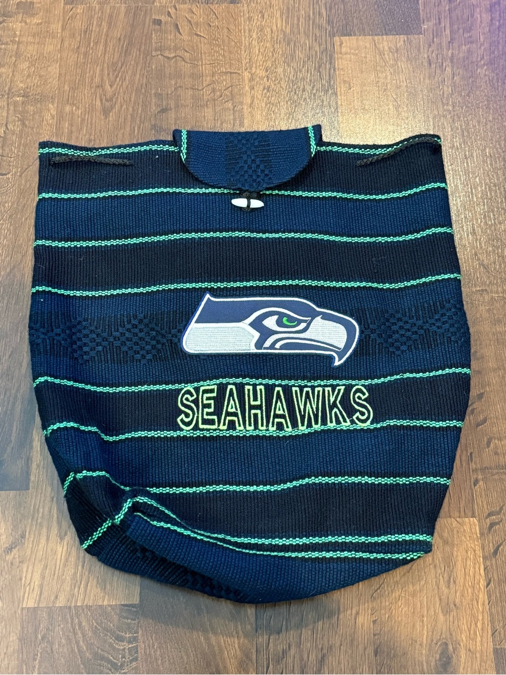 Seattle Seahawks Baja Woven Drawstring Backpack Mexican Style Knapsack